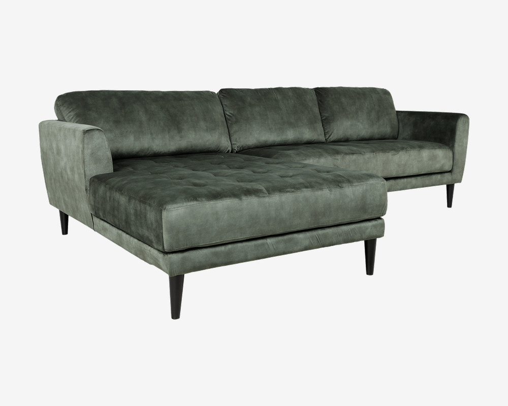 Sofa m/XL-Chaiselong Venstre Grøn