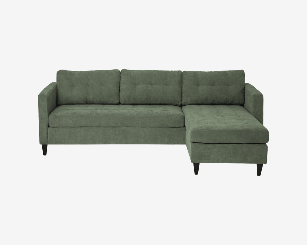 Sofa m/Chaiselong Grøn Fløjl