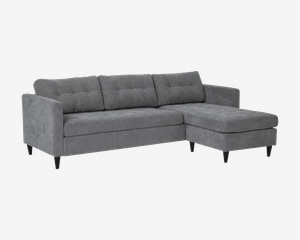 Sofa m/Chaiselong Grå Fløjl