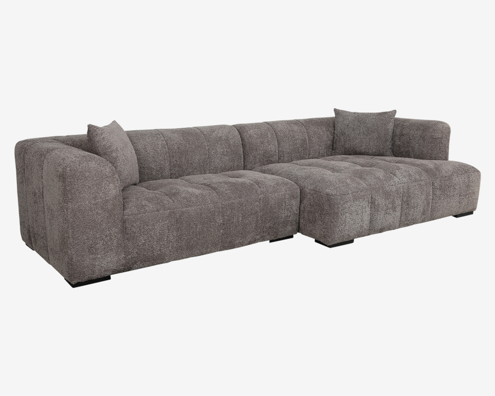 Sofa M/Chaiselong H.Gråbrun Bouclé