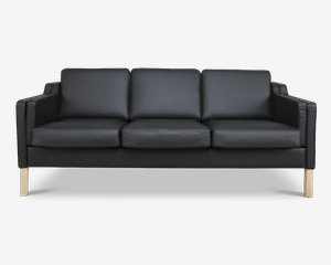 Sofa 3 Pers. Klassisk Design Sort Læder