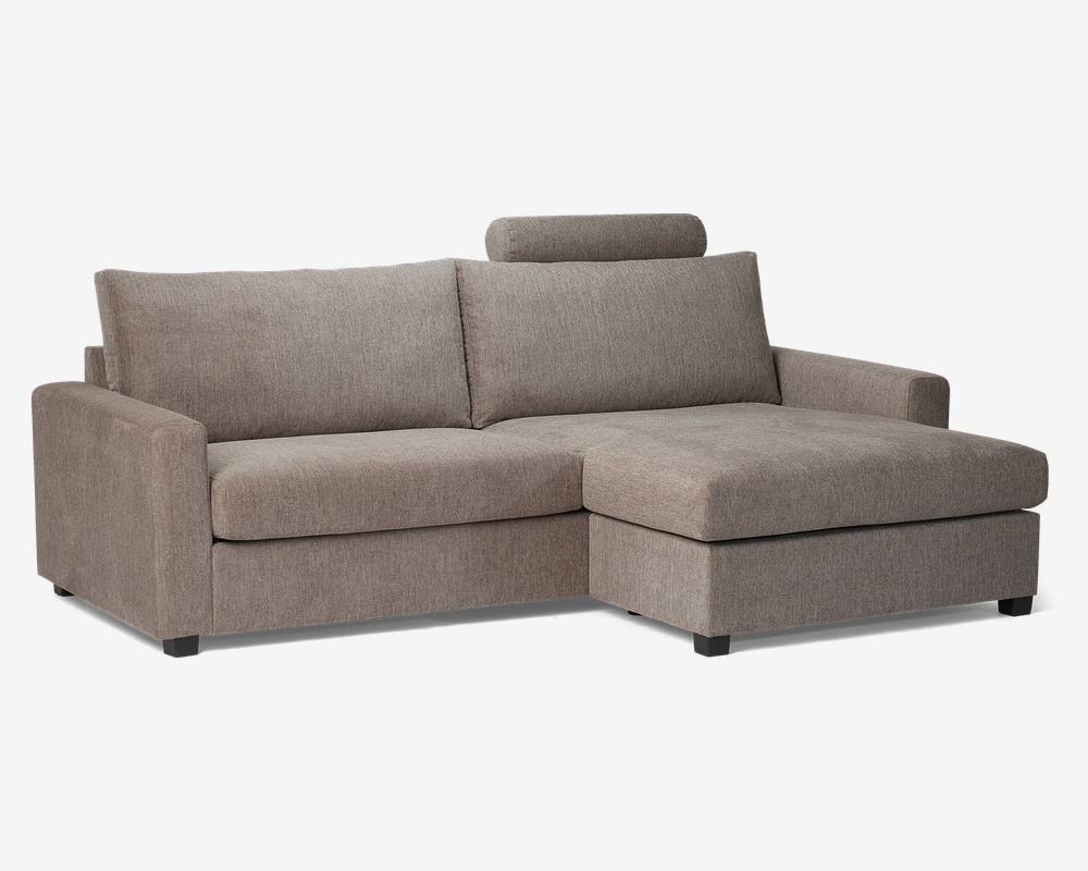 Sofa m/Chaiselong Grå/Beige Møbelstof