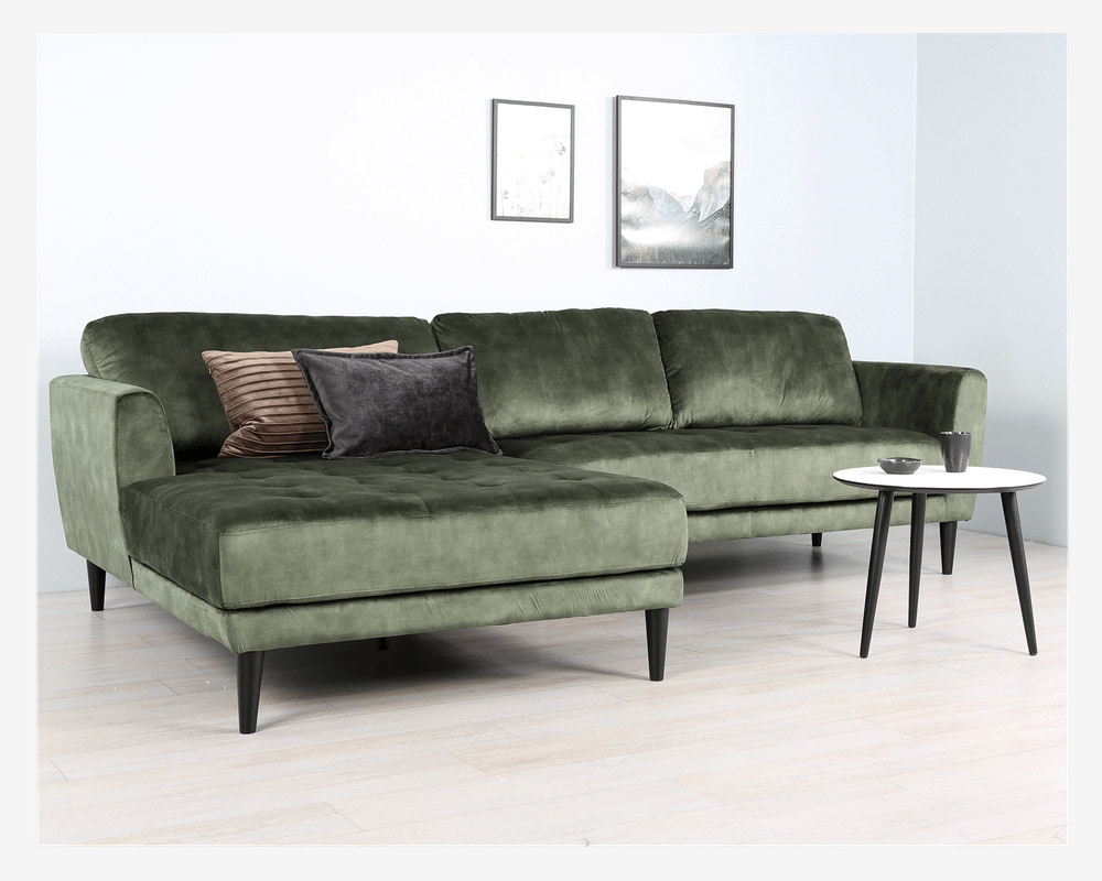 Sofa m/XL-Chaiselong Venstre Grøn