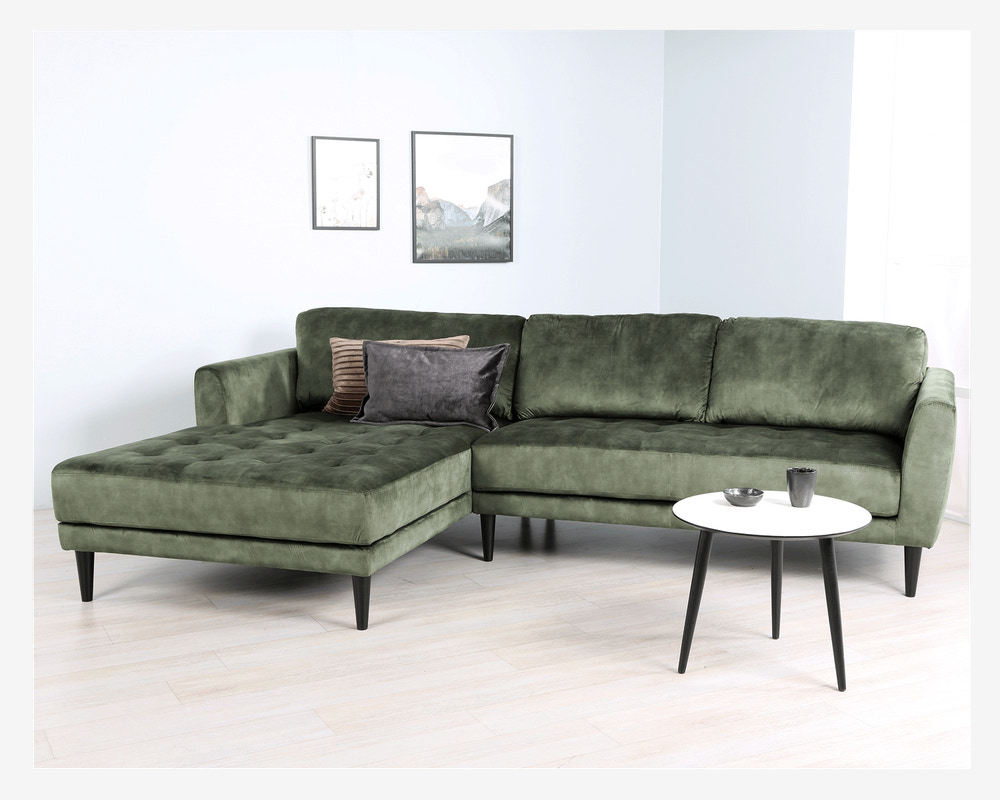 Sofa m/XL-Chaiselong Venstre Grøn