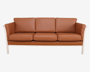 Sofa 3 Pers. Luksus Tremmesofa Cognac/Bøg