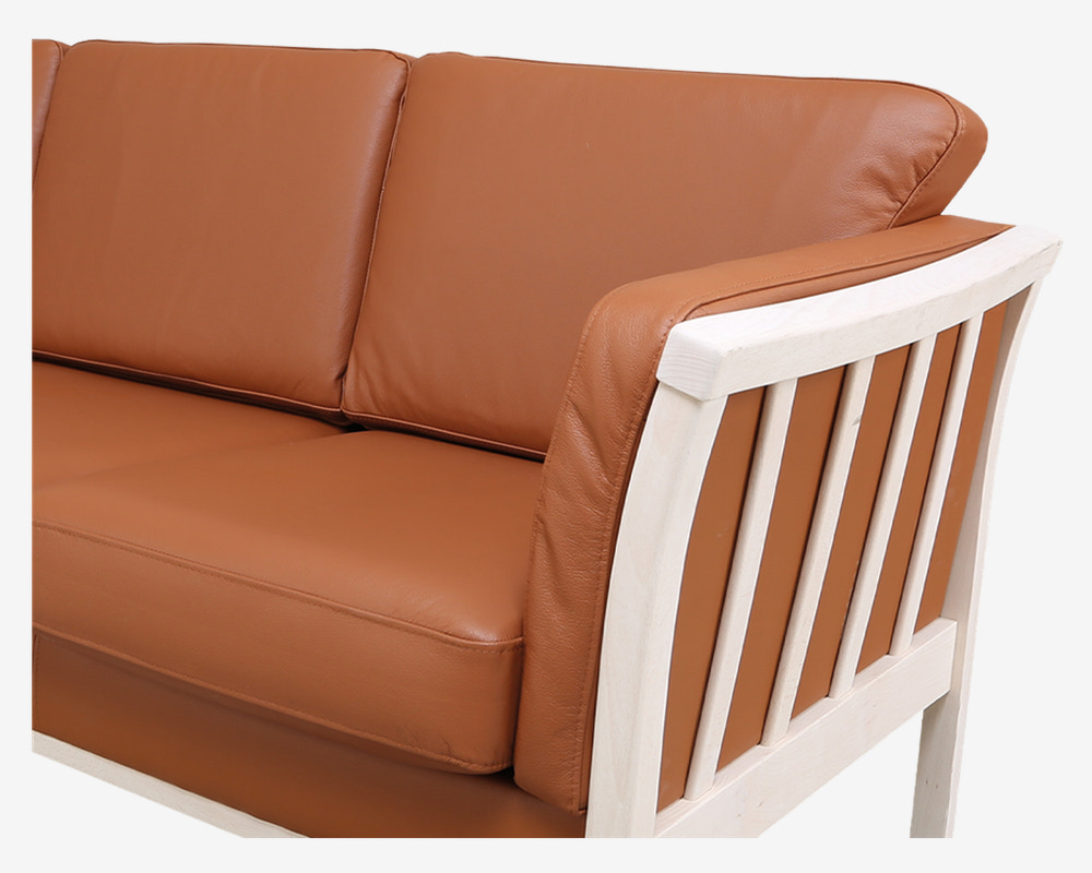 Sofa 3 Pers. Luksus Tremmesofa Cognac/Bøg