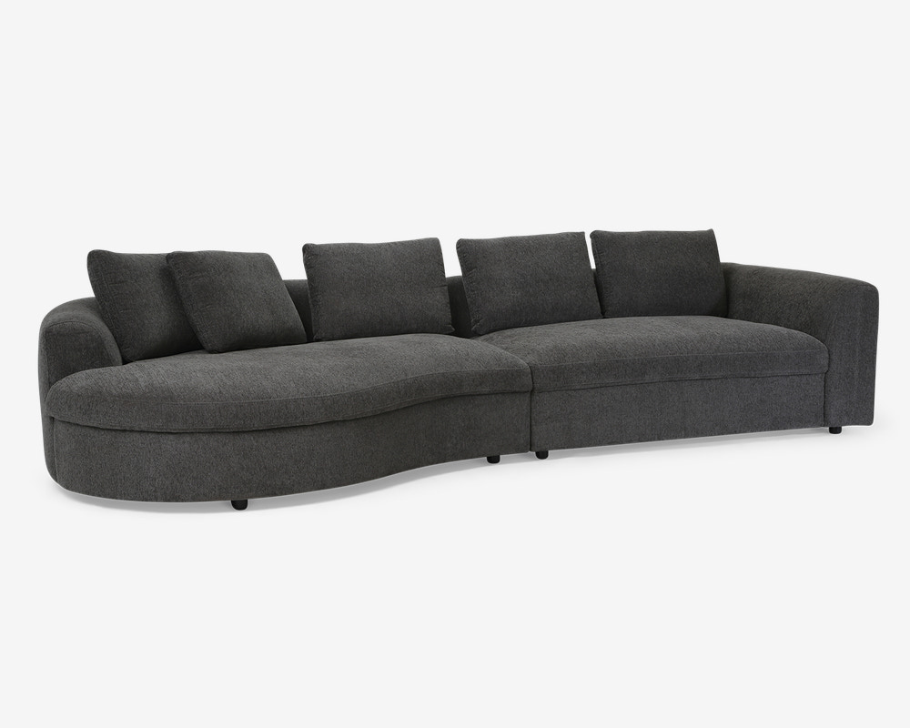 Sofa M/Rund Chaiselong Venstrevendt Grå