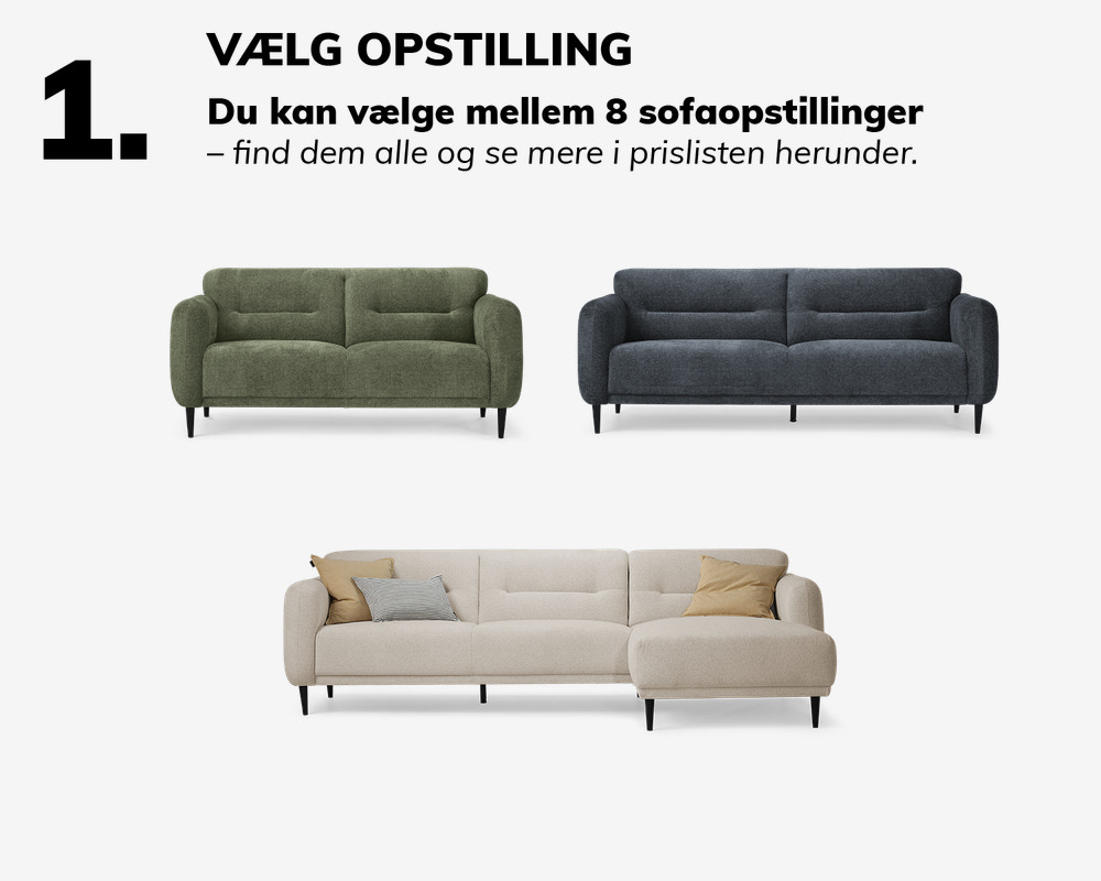 Sofa Halifax Chaiselong Højrevendt Stofgr. 1