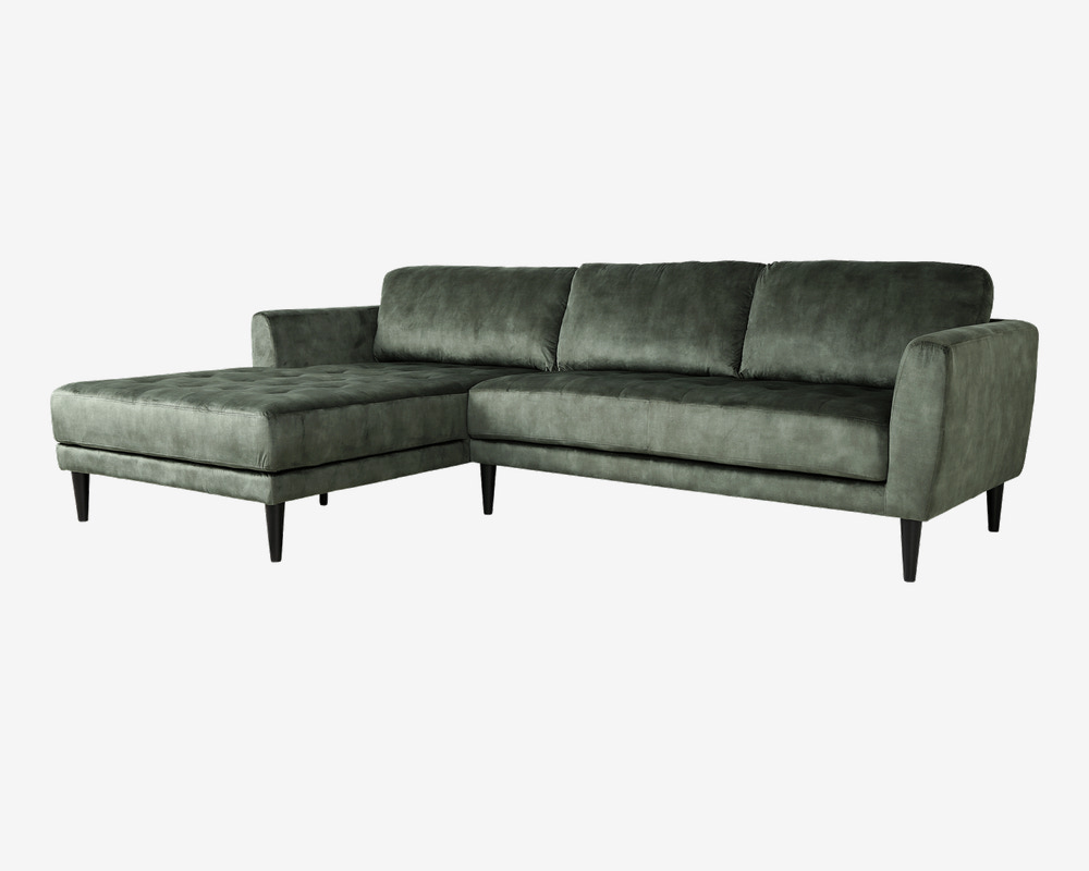 Sofa m/XL-Chaiselong Venstre Grøn