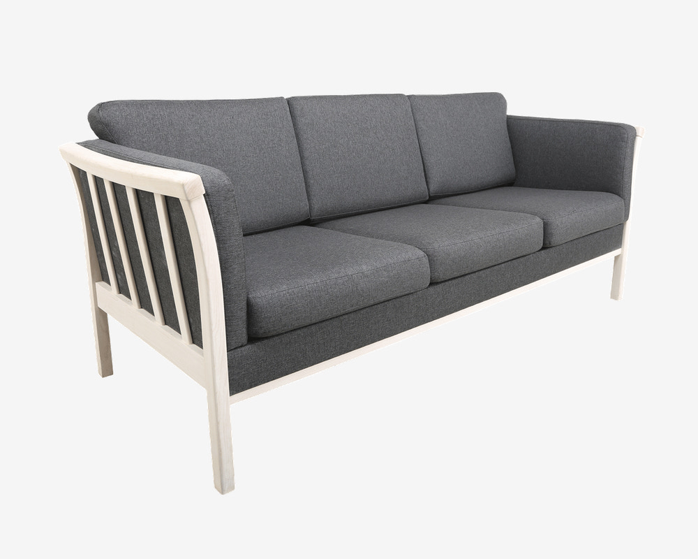 Sofa 3 Pers Tremmesofa Grå Stof