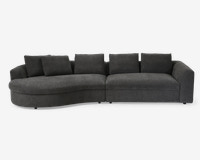 Sofa M/Rund Chaiselong Venstrevendt Grå