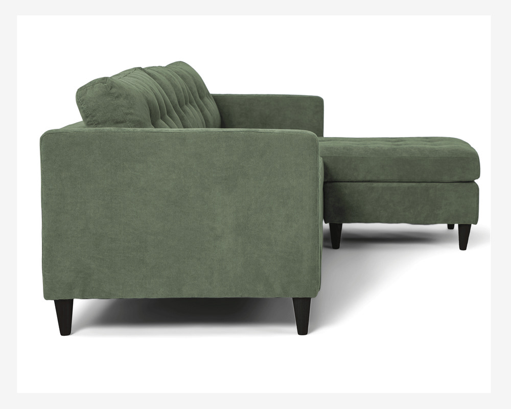 Sofa m/Chaiselong Grøn Fløjl