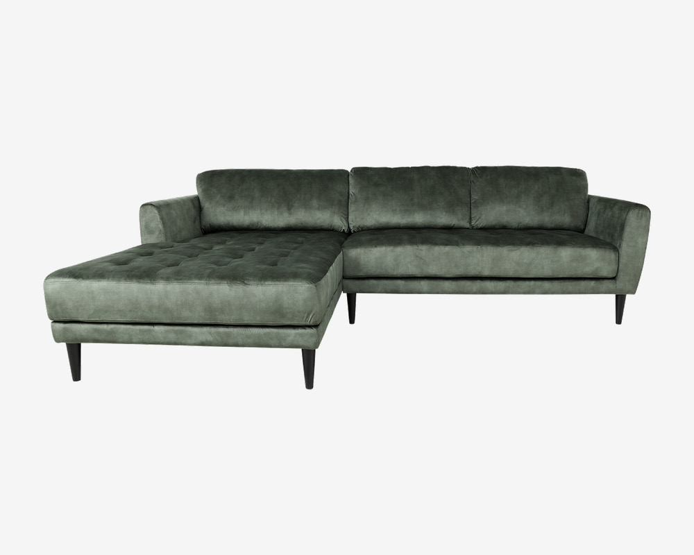 Sofa m/XL-Chaiselong Venstre Grøn