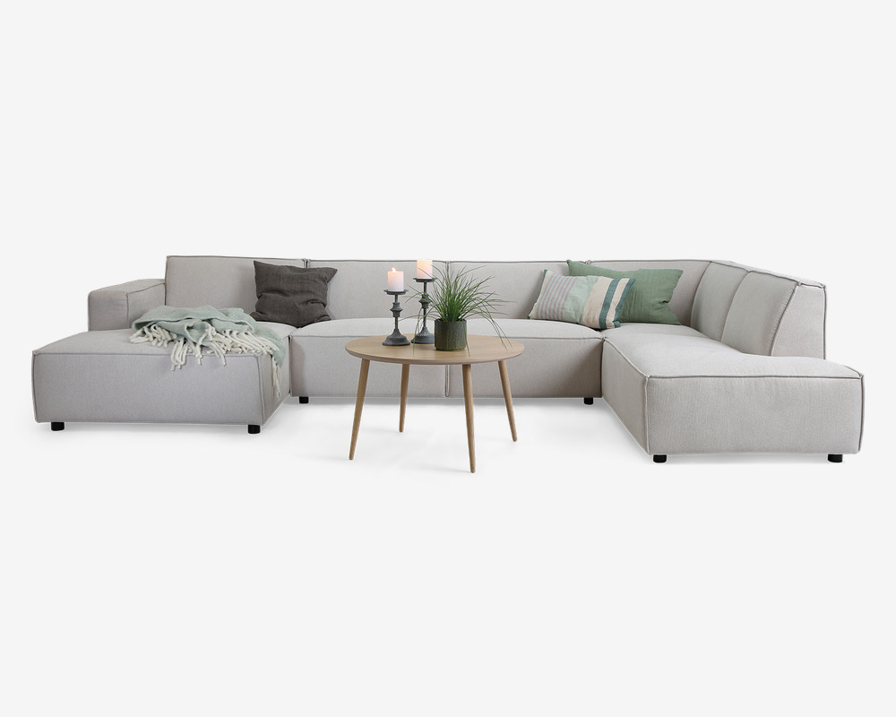 Sofa U-shape Højrevendt Beige